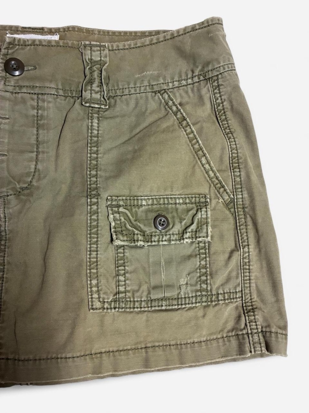 Y2k VTG American Eagle Mini Skirt Sz 8 Olive Green Cargo Low Rise 00's It Girl - Picture 3 of 8